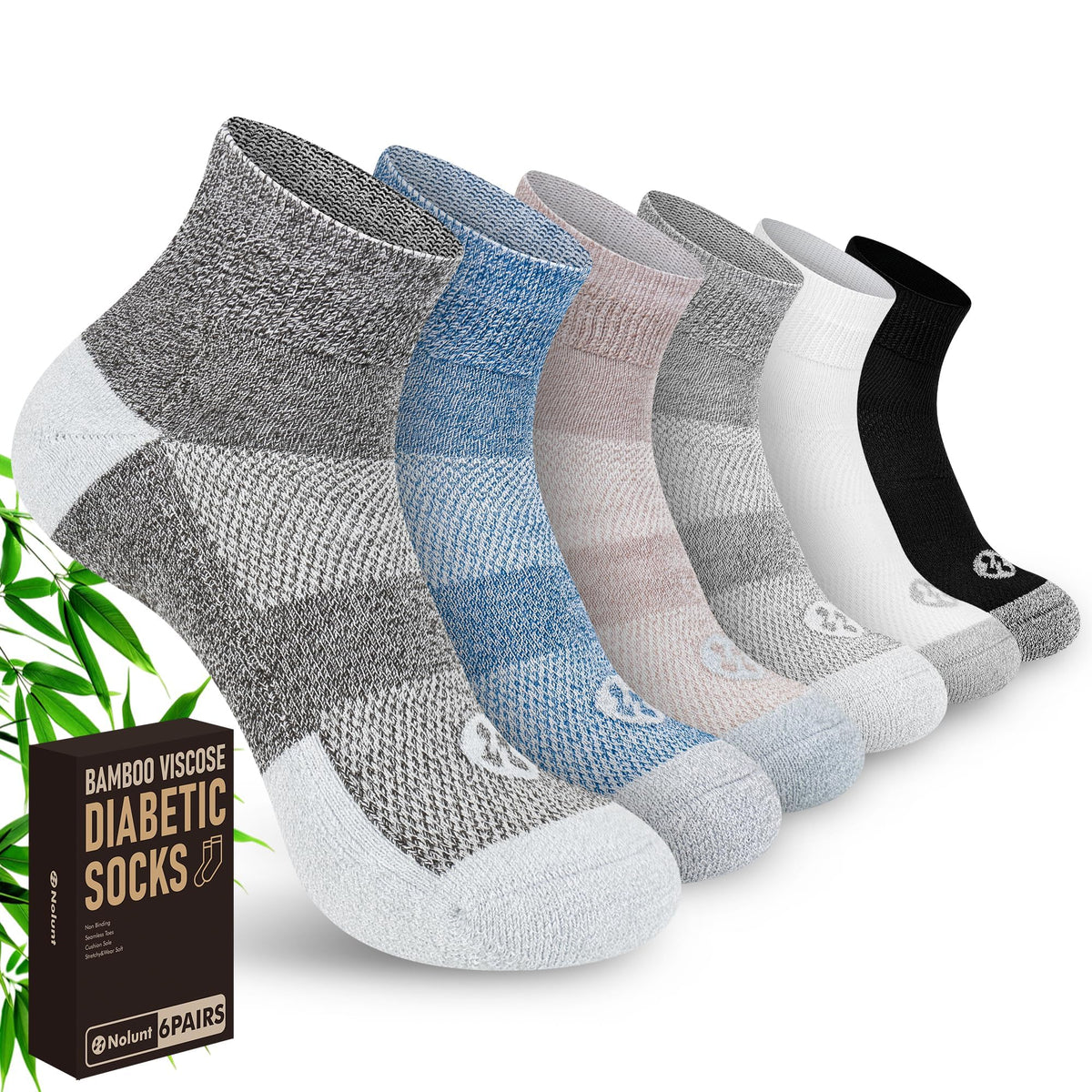6 Pairs Ankle Diabetic Socks K935