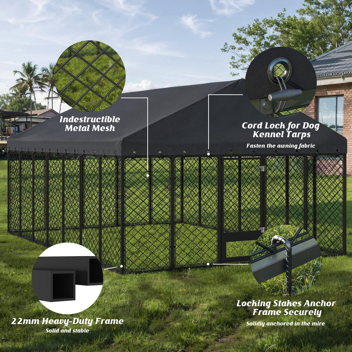 10x14FT Outdoor Dog Kennel with Roof I584