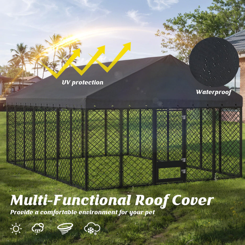 10x14FT Outdoor Dog Kennel with Roof I584